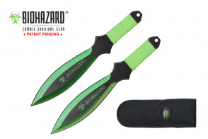 9 inch 2pc set green/black blade zombie thrower