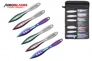 12 Piece 9" Star War Two Toned Colored Blades Throwing Knives Set With Case