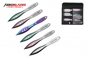 6 Piece 9" Star War Two Toned Colored Blades Throwing Knives Set With Case