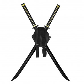 Red Mercenary Dual Swords with Back Holster and Sheath