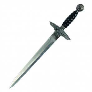 18.5" German Dagger With White Handle And Black Scabbard and Chain 
