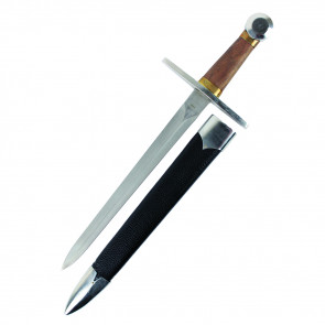 19" Dagger With Wooden Handle, Stainless Steel Blade, and Black Scabbard
