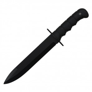 13.75" All Black Rubber Handle Hunting Knife W/ Sheath 