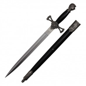 23.5" Scrimshaw Designed Dagger With Black Scabbard