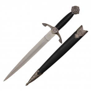 14" Medieval Designed Dagger With Black Scabbard 