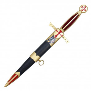 16" Gold Crusader Dagger w/ Red Cross