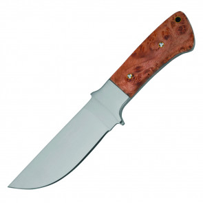 9.5" Steel Bolter Burl Wood Handle Hunting Knife (Brown)