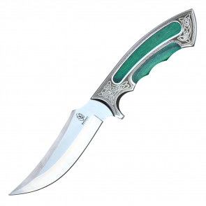 10" Fixed Blade Hunting Knife w/ Celtic Pattern & Teal Handle 