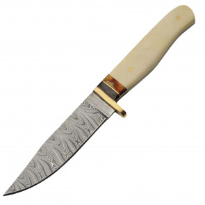 9" True Damascus (256-Layer) Knife w/ Wood Handle 