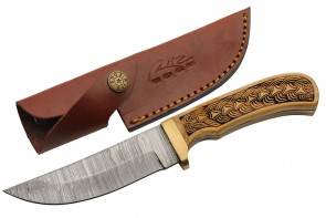 8.75" True Damascus (256-Layer) Knife w/ Celtic Knotwork Handle