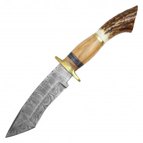 10.5" Damascus Knife w/ Stag Handle