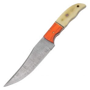 10" True Damascus (256-Layer) Knife w/ Bone & Wood Handle