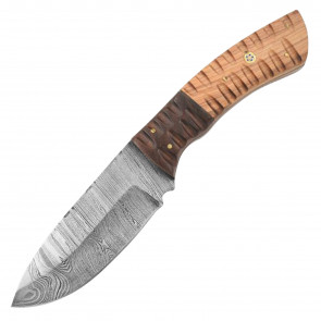 9" True Damascus (256-Layer) Knife w/ Multi-Wood Handle