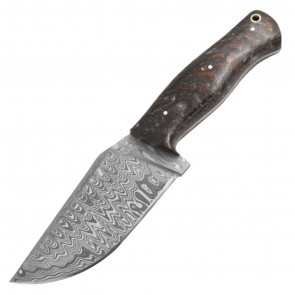 9" True Damascus (256-Layer) Knife w/ Hickory Marble Resin Handle