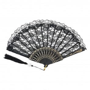 15.5" Black Lace Folding Fan