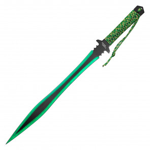 Hero's Edge 25" Green Machete & 6" Throwing Knife Combo