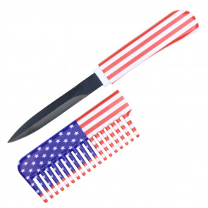 6.5" USA Flag Comb Knife