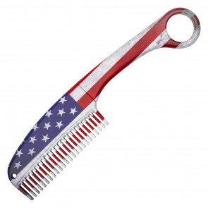 7.5" Curved USA Flag Comb Knife