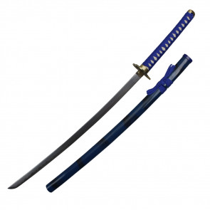 38" Dark Blue Katana With Cord Wrapped Handle And Scabbard