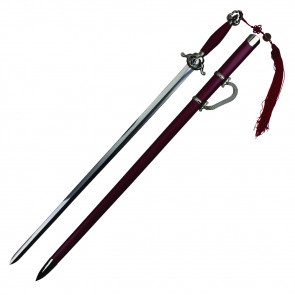 38" Red Tai Chi Sword With Red Scabbard And Tassels