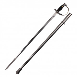 Silver Cavalry Sword With Black Handle And Silver Scabbard