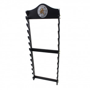 12 Piece Black Wooden Wall Stand With Chinese Writing 