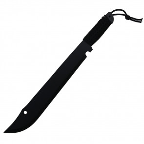 20" Full Tang Black Machete With Cord Wrapped Handle And Black Nylon Sheath 