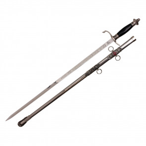 33" Templar Crusader Knight Of St. John Masonic Sword With White Handle And Scabbard