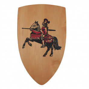 25 X 15" Wooden Shield w/ Knight And Horse Detail