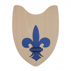 15 X 11" Wooden Shield w/ Blue Fleur De Lis Detail