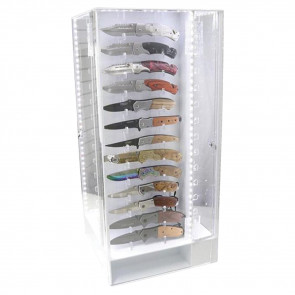 27" Revolving Countertop LED Light-Up 24 Knife Display Case