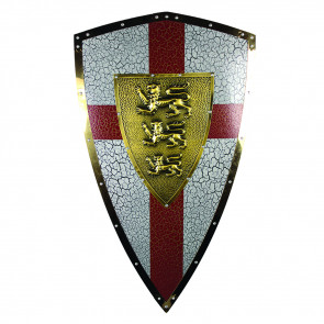 21" X 17.5" Royal Crusader Metal Kite Shield w/ 3 Lion Crest
