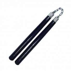 12" Black Wooden Nunchaku With Metal Chain Link
