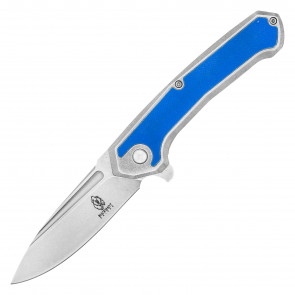 BUCKSHOT - 8" Stonewashed D2 Pocket Knife w/ Blue Inlay