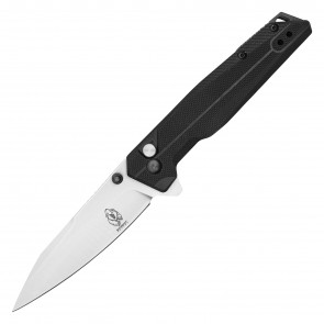 BUCKSHOT - 7.5" D2 Steel BUTTON LOCK Ball Bearing Pocket Knife w/ Black G10 Handle