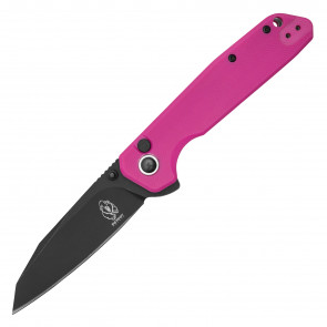 BUCKSHOT - 7.75" D2 Steel BUTTON LOCK Ball Bearing Pocket Knife w/ Magenta G10 Handle