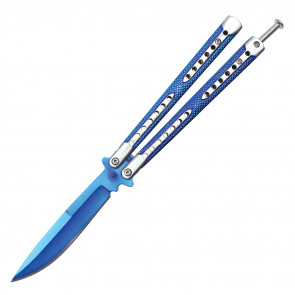 9.5" Blue Spring Latch Butterfly Knife