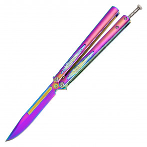 10" Rainbow Titanium "Big Boy" Butterfly Knife