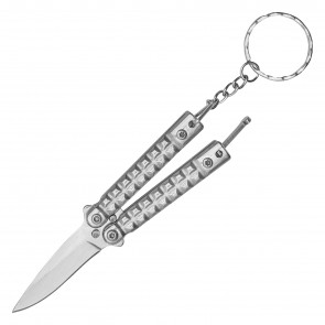 3.5" Silver Micro Butterfly Knife Keychain