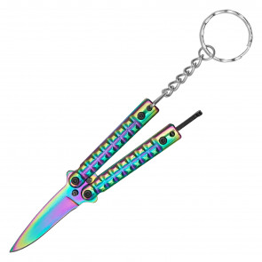 3.5" Rainbow TiNite Micro Butterfly Knife Keychain