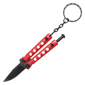 3.5" Red Micro Butterfly Knife Keychain