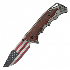 8" BUCKSHOT USA Wood Pocket Knife