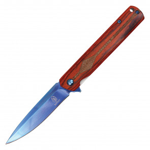 8” Natural Wood Pocket Knife w/ Blue Steel Blade