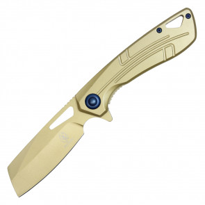 8" Gold Assisted Open Pocket Knife w/ Blue Accent