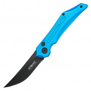 8" ATOMIC D2 Steel Automatic Knife w/ Aircraft Aluminum Blue Handle