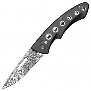 9" Damascus Etched Pocket Knife