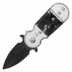 2" Mini Automatic Pocket Knife With Push Button, Safety Lock, and Black Handle