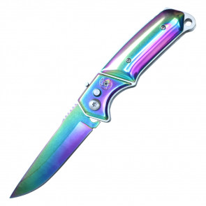 8" Switchblade Push Button Rainbow TiNite Automatic Knife