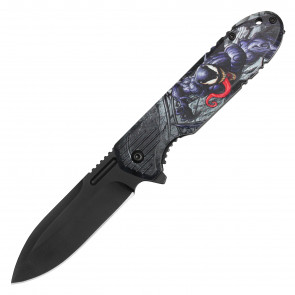 8" Assisted Opening Anti-Hero 3-D Graphic Pocket Knife