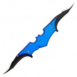 11.5" Spring Assisted Blue Bat SHAPED Dual Blade Pocket Knife